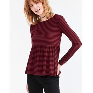 URBAN OUTFITTERS Kimchi Blue Red and black Stripped Babydoll Top
